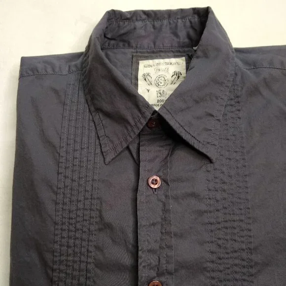 GUESS JEANS Button Down Ruffle Tuxedo Shirt Grey - Picture 12 of 12
